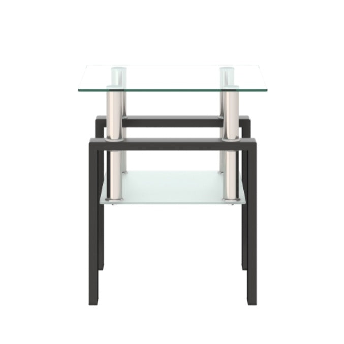 1-Piece Modern Tempered Glass Tea Table Coffee Table End Table, Square Table For Living Room, Transparent Black