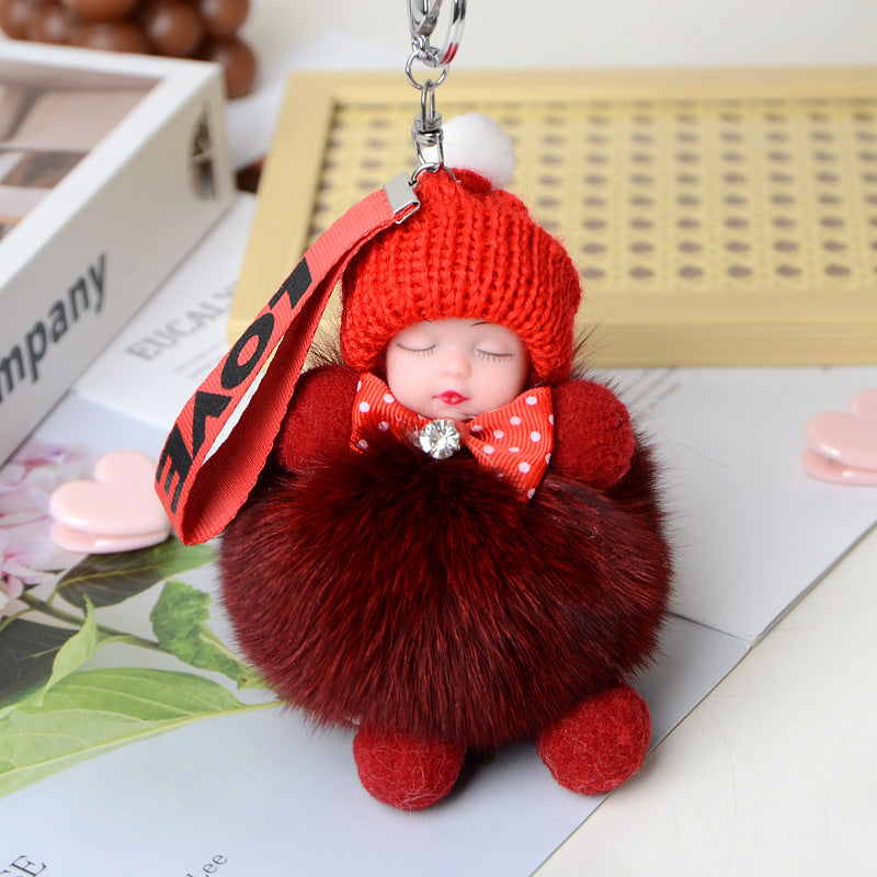 Cute Sleeping Doll Plush Doll Keychain Pendant Backpack