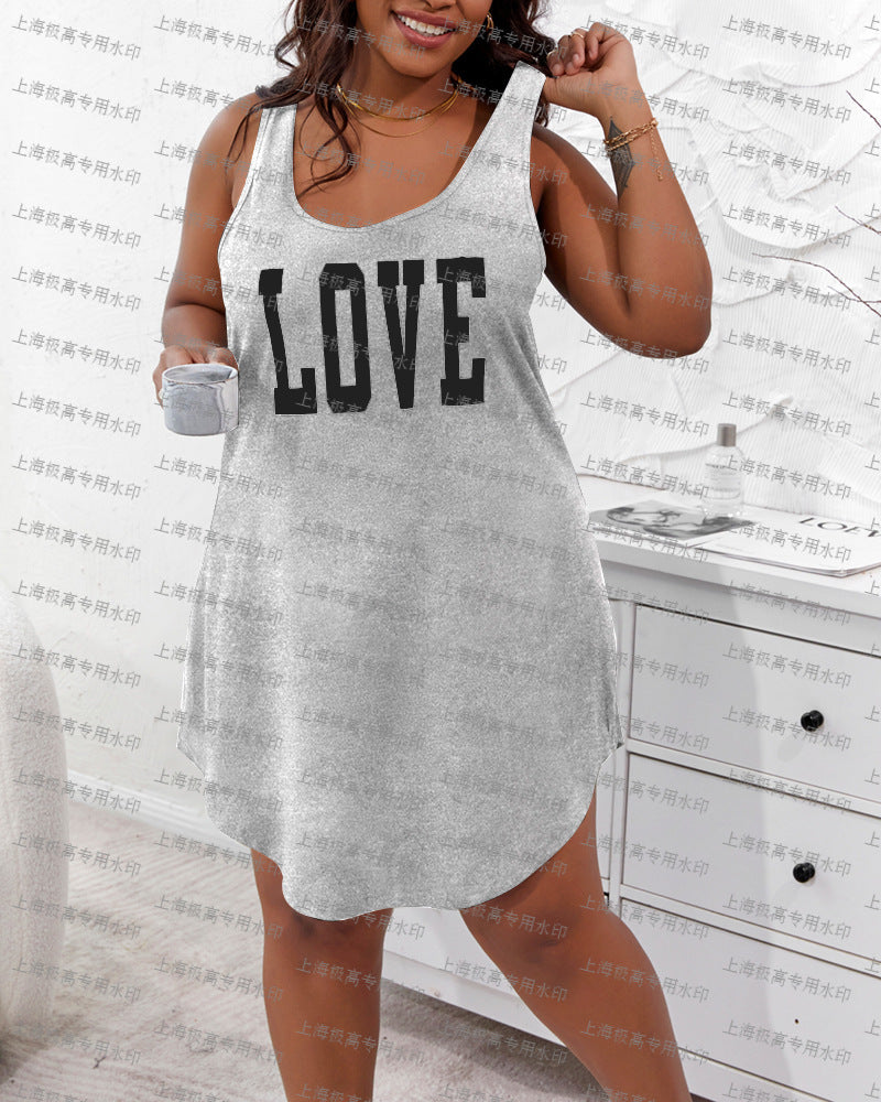 Women's Clothing Solid Color Printing Tank Top Nightdress