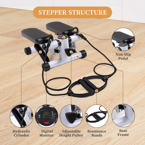 Mini Stepper With Resistance Band, LCD Display Screen, Prohibited From Sale On Walmart Platform