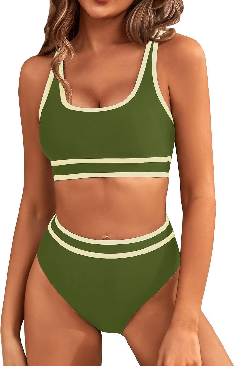 Bikini Tight-fitting Solid Color Swimsuit For Women