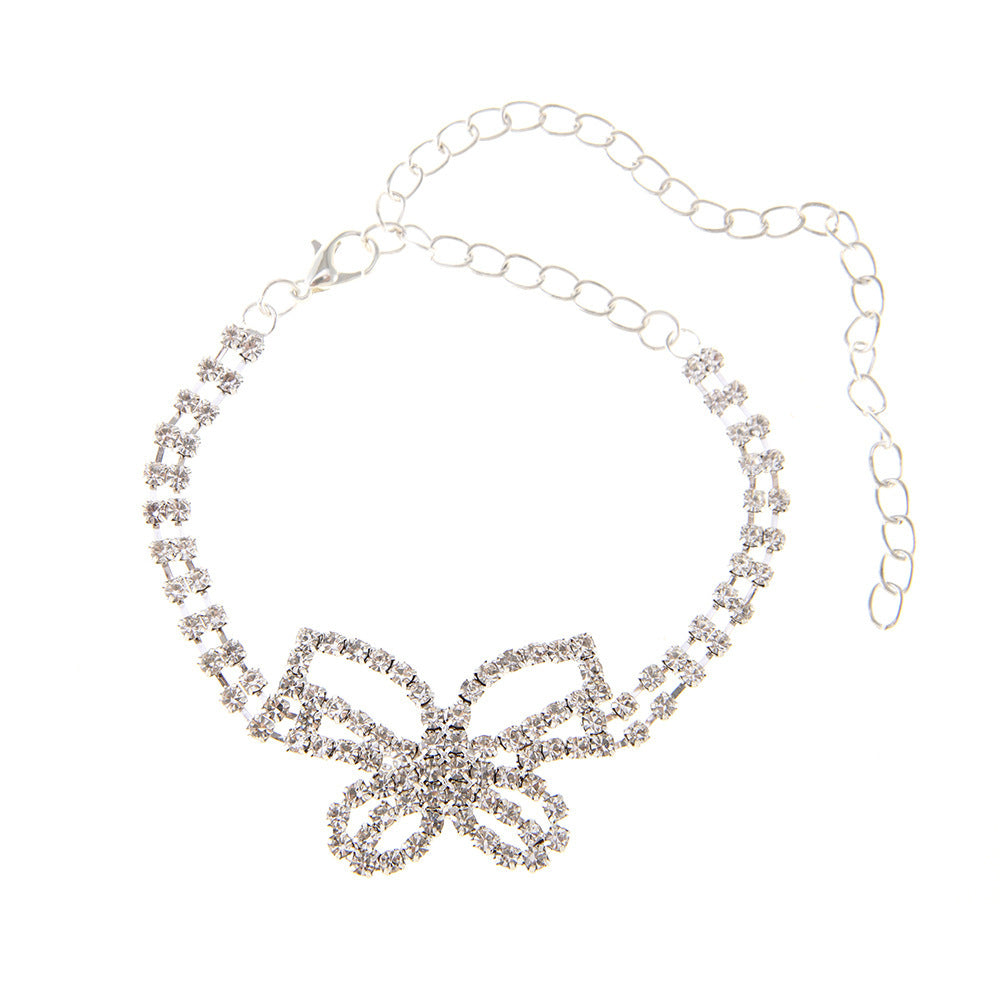 Full Diamond Butterfly Multilayer Fashion Full Diamond Rhinestone Anklet