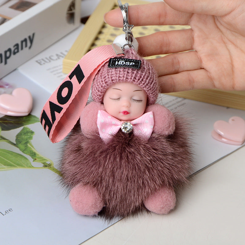 Cute Sleeping Doll Plush Doll Keychain Pendant Backpack