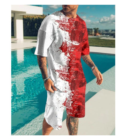 3D Digital Printing Short-sleeved Beach Pants Two-piece Set