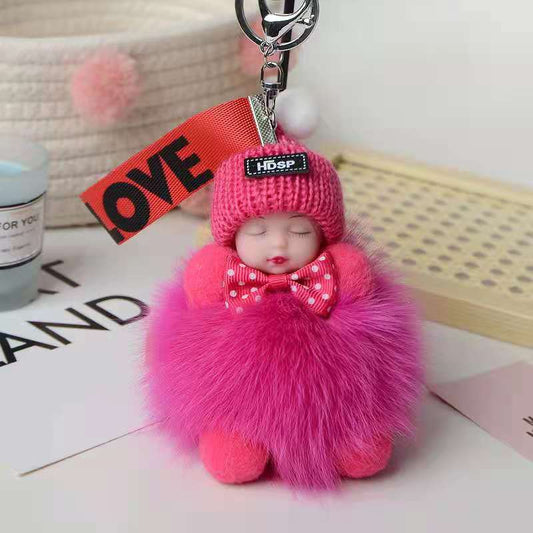 Cute Sleeping Doll Plush Doll Keychain Pendant Backpack