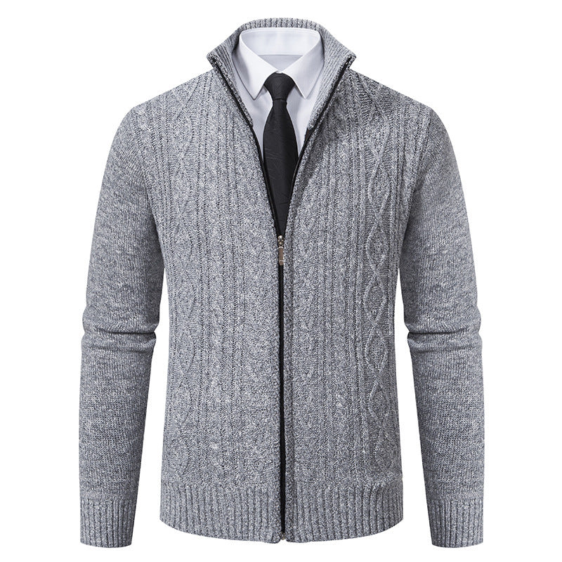 Men's Stand Collar Casual Fashion Cardigan Sweater Coat