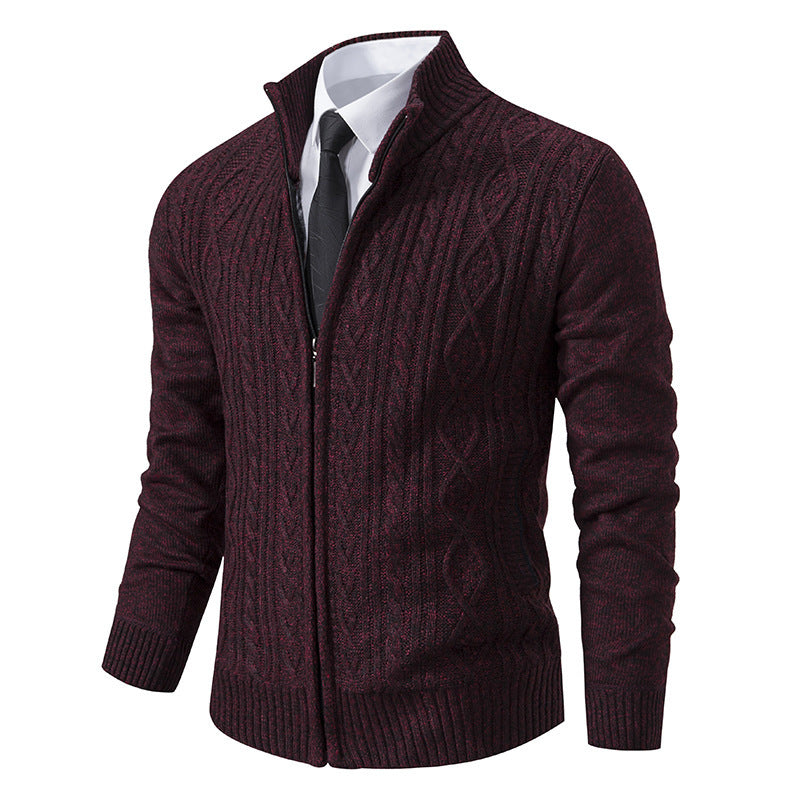 Men's Stand Collar Casual Fashion Cardigan Sweater Coat