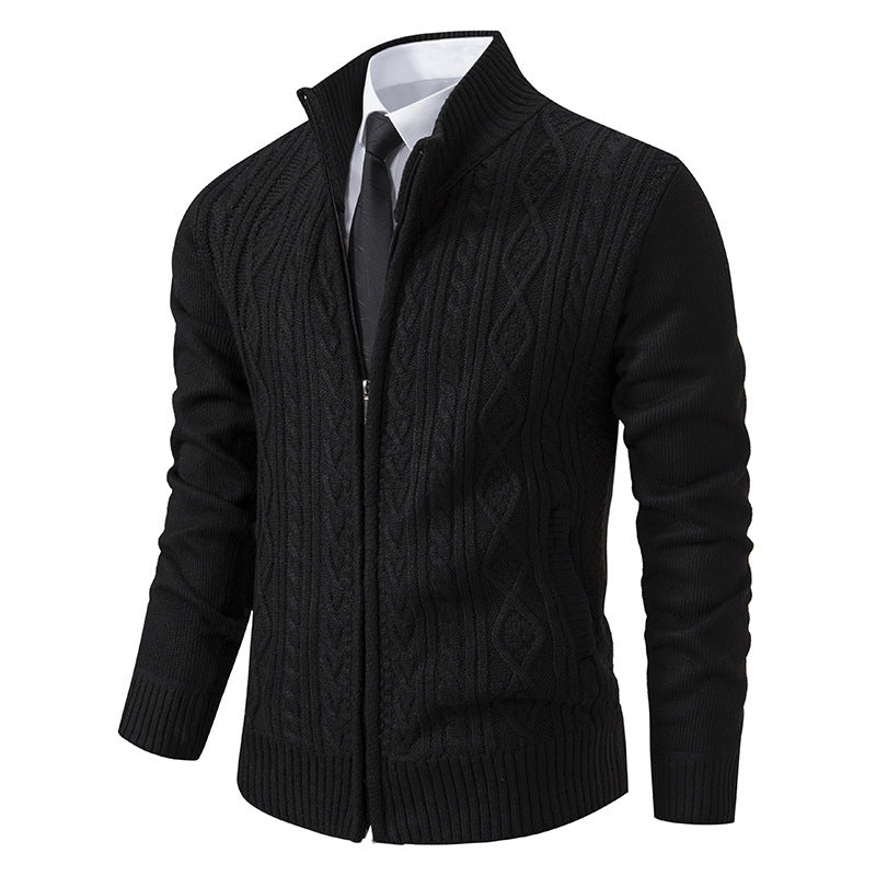 Men's Stand Collar Casual Fashion Cardigan Sweater Coat