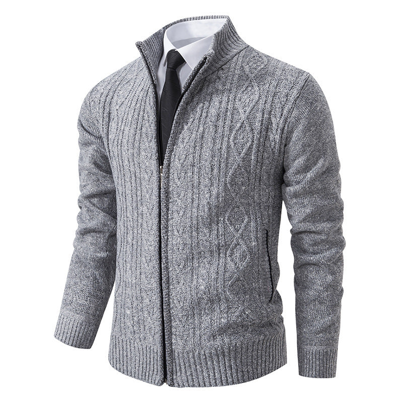 Men's Stand Collar Casual Fashion Cardigan Sweater Coat