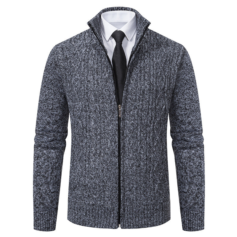 Men's Stand Collar Casual Fashion Cardigan Sweater Coat