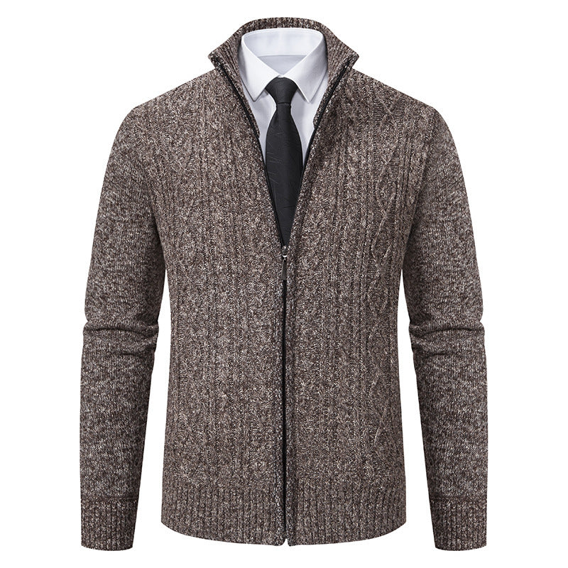 Men's Stand Collar Casual Fashion Cardigan Sweater Coat