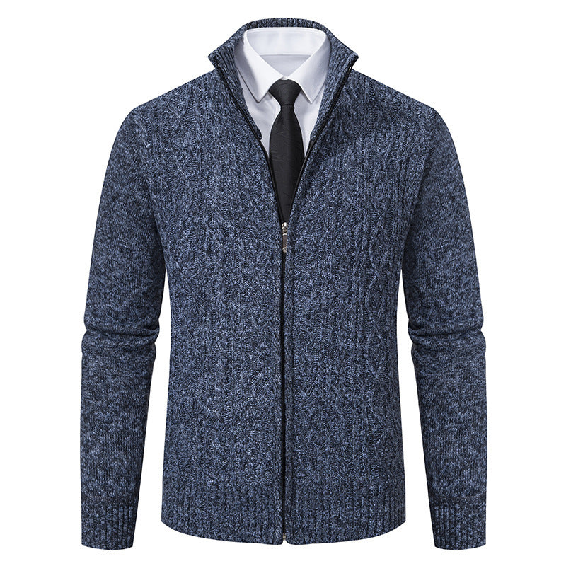 Men's Stand Collar Casual Fashion Cardigan Sweater Coat