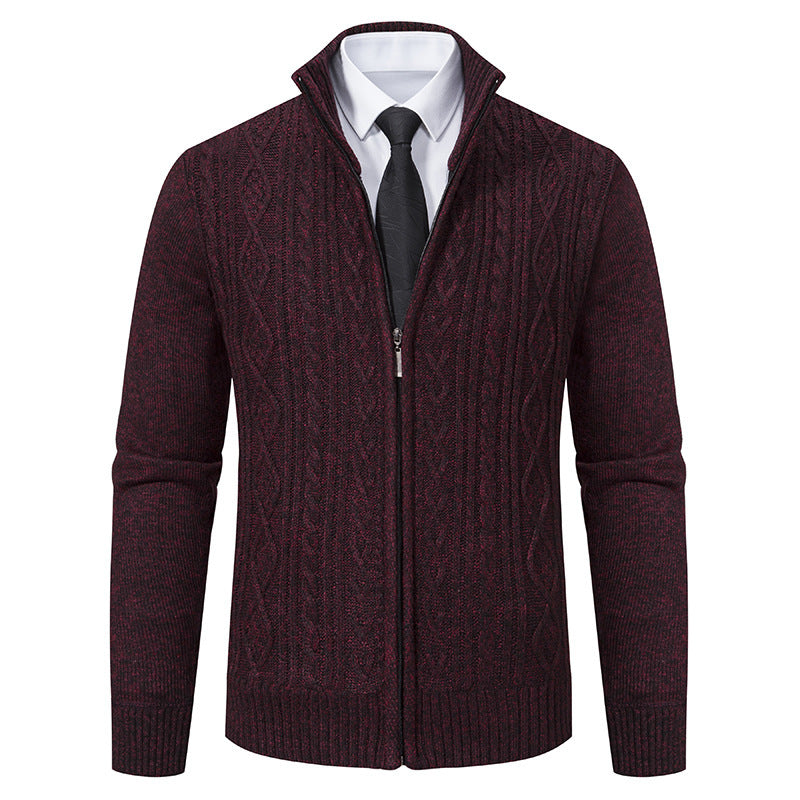 Men's Stand Collar Casual Fashion Cardigan Sweater Coat