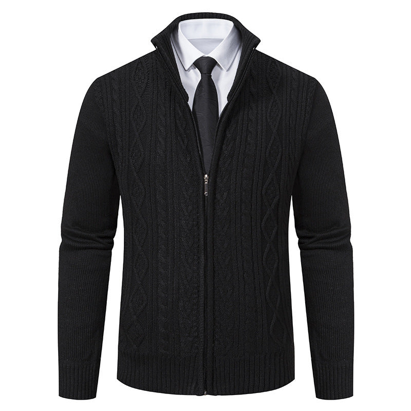 Men's Stand Collar Casual Fashion Cardigan Sweater Coat