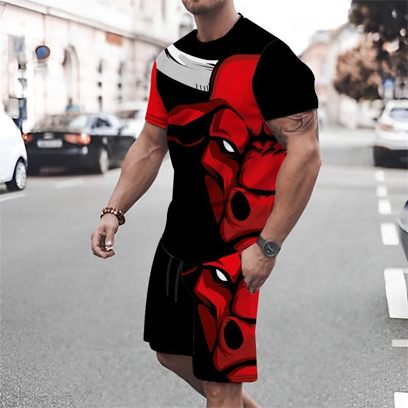 Street Style Short Sleeve Shorts Suit Men