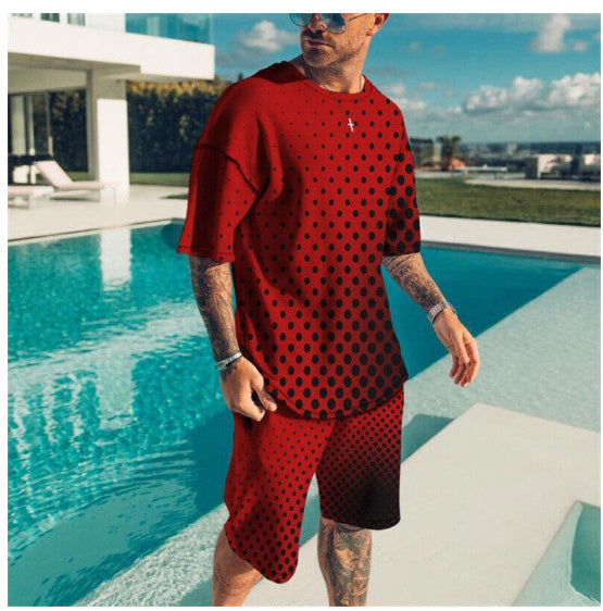 3D Digital Printing Short-sleeved Beach Pants Two-piece Set