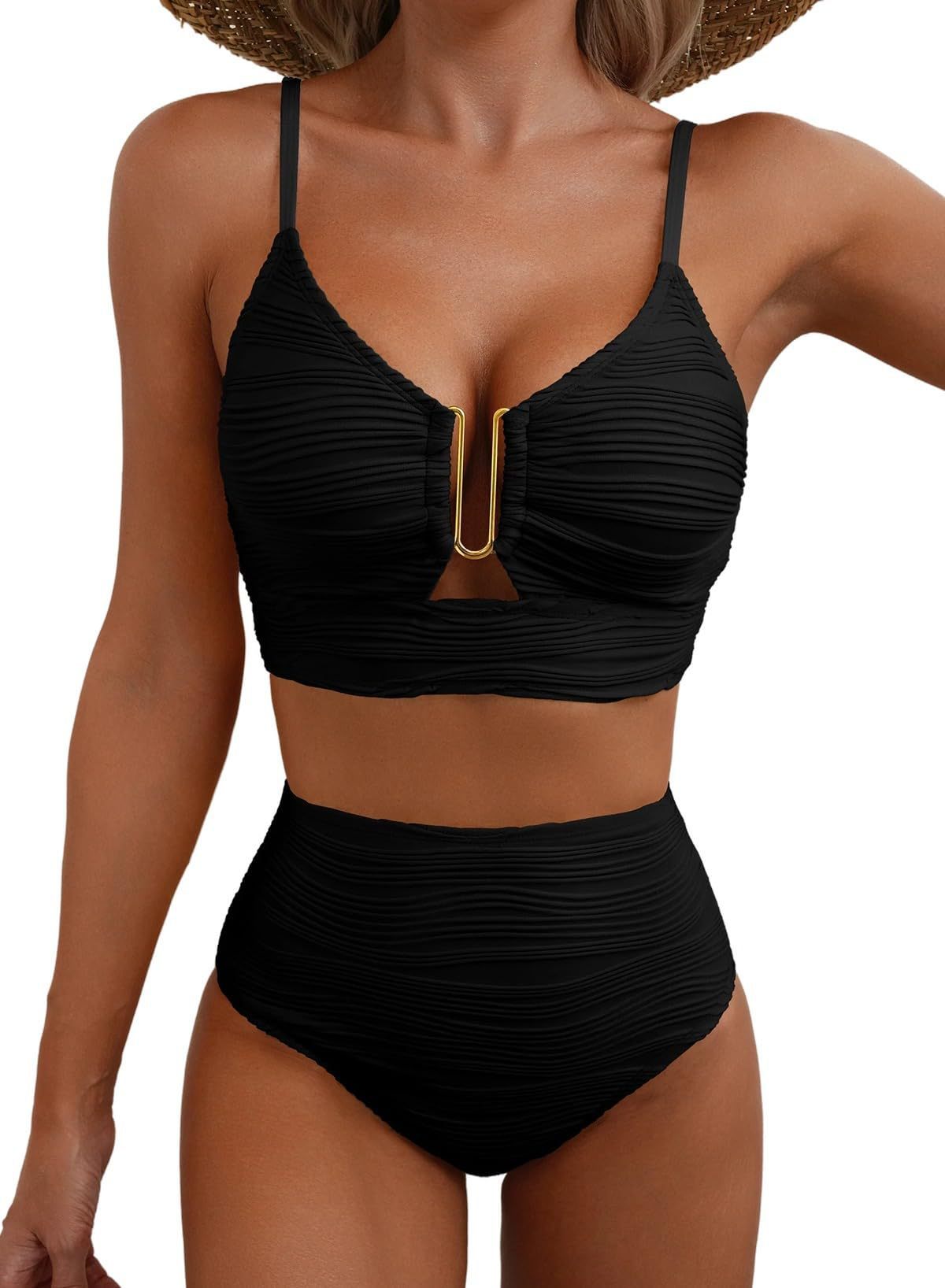 Bikini V-neck Hollow Swimsuit High Waist Women