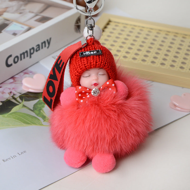 Cute Sleeping Doll Plush Doll Keychain Pendant Backpack